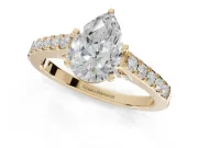 Pear-Shaped Pavé Solitaire Engagement Ring Setting | Crossover Gallery | Yellow Gold