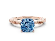 Cushion Cut Twisted Solitaire Engagement Ring Setting for a Fancy Blue Lab-Grown Diamond | Rose Gold