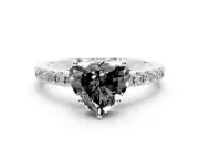Heart-Shaped Hidden Halo Engagement Ring Setting for a Black Center | Platinum