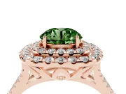 Round Halo Split Shank Engagement Ring Setting for a Fancy Green Lab-Grown Diamond | Pavé Strands | Rose Gold