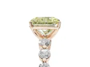 Radiant Cut Graduated Side Stone Engagement Ring Setting for a Fancy Yellow Lab-Grown Diamond | Rose Gold