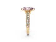 Marquise Hidden Halo Engagement Ring Setting for a Fancy Pink Lab-Grown Diamond | Milgrain Pave | Yellow Gold