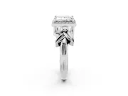Princess Cut Floral Halo Engagement Ring Setting | Leaf Shoulders | Sterling Silver