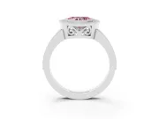 Fancy Pink Heart Cut Diamond Halo Ring Set in White gold with Pavé Band and Milgrain-Edged Prongs