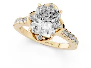 Radiant Cut Floral Petal Engagement Ring Setting | Petal Accents | Yellow Gold