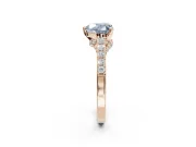 Heart-Shaped Pavé Solitaire Engagement Ring Setting for a Fancy Blue Lab-Grown Diamond | Crossover Gallery | Rose Gold