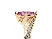 Asscher Cut Bypass Pavé Solitaire Engagement Ring Setting for a Fancy Pink Lab-Grown Diamond | Angled Head | Yellow Gold