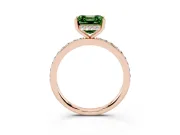 Fancy Green Asscher Cut Diamond Pavé Band Ring Set in Rose gold with Prong-Set Center Stone
