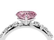 Fancy Pink Heart Cut Diamond Cluster Solitaire Ring Set in Silver with Prong Setting