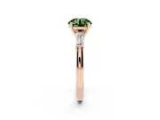 Round Three Stone Engagement Ring Setting for a Fancy Green Lab-Grown Diamond | Tapered Baguettes | Rose Gold