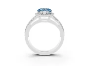 Heart-Shaped Halo Engagement Ring Setting for a Fancy Blue Lab-Grown Diamond | Two-Row Pave Split Shank | White Gold