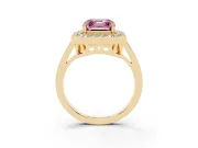 Asscher Cut Halo Engagement Ring Setting for a Fancy Pink Lab-Grown Diamond | Polished Halo Rim | Yellow Gold