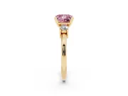 Princess Cut Three Stone Engagement Ring Setting for a Fancy Pink Lab-Grown Diamond | Round Side Stones | Yellow Gold