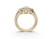 Pear-Shaped Vintage Halo Engagement Ring Setting | Art Deco Side Panels | Yellow Gold