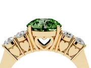 Round Close Set Five Stone Engagement Ring Setting for a Fancy Green Lab-Grown Diamond | Yellow Gold