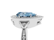 Pear-Shaped Milgrain Halo Engagement Ring Setting for a Fancy Blue Lab-Grown Diamond | Graduated Pavé | Sterling Silver