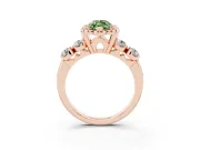 Marquise Floral Engagement Ring Setting for a Fancy Green Lab-Grown Diamond | Petal Frame and Side Stones | Rose Gold