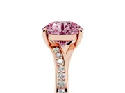 Round Pave Solitaire Engagement Ring Setting for a Fancy Pink Lab-Grown Diamond | Sweeping Shoulders | Rose Gold