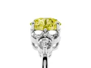 Round Cluster Side Stone Engagement Ring Setting for a Fancy Yellow Lab-Grown Diamond | Platinum