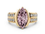 Marquise Half Bezel Engagement Ring Setting for a Fancy Pink Lab-Grown Diamond | Double Row Channel Band | Yellow Gold