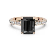 Radiant Cut Hidden Halo Solitaire Engagement Ring Setting for a Black Center | Pavé Band | Rose Gold
