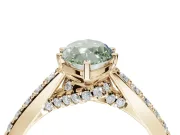 Marquise Pavé Solitaire Engagement Ring Setting for a Fancy Green Lab-Grown Diamond | Crossover Gallery | Yellow Gold