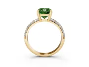 Princess Cut Three Row Pave Engagement Ring Setting for a Fancy Green Lab-Grown Diamond | Double Claws | Yellow Gold