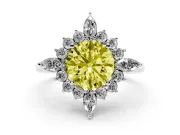 Round Engagement Ring Setting for a Fancy Yellow Lab-Grown Diamond | White Gold - Design NV-24790
