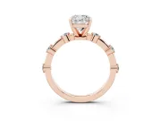 Cushion Cut Bar Set Engagement Ring Setting | Spaced Side Stones | Rose Gold