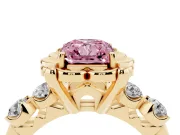 Radiant Cut Floral Engagement Ring Setting for a Fancy Pink Lab-Grown Diamond | Petal Frame | Yellow Gold
