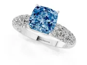 Cushion Cut Multi Row Pave Engagement Ring Setting for a Fancy Blue Lab-Grown Diamond | Platinum