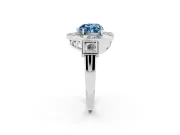 Fancy Blue Heart Cut Diamond Milgrain Halo Ring Set in White gold with Split Shank