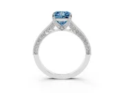 Princess Cut Hidden Halo Engagement Ring Setting for a Fancy Blue Lab-Grown Diamond | Milgrain Pave | Platinum