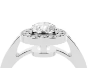 Pear Cut Diamond Halo Pavé Engagement Ring Set in White gold with Bezel Setting