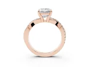 Princess Cut Pavé Twist Engagement Ring Setting | Crossover Band | Rose Gold