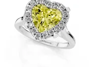 Heart-Shaped Halo Engagement Ring Setting for a Fancy Yellow Lab-Grown Diamond | Claw Corners | Sterling Silver