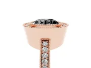 Round Vintage Milgrain Halo Engagement Ring Setting for a Black Center | Pavé Band | Rose Gold
