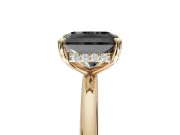 Radiant Cut Hidden Halo Engagement Ring Setting for a Black Center | Thin Plain Band | Yellow Gold
