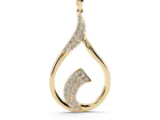 Round Lab-Grown Diamond Pavé Twist Open Teardrop Necklace | Curled Flourish | Yellow Gold