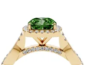 Cushion Cut Twist Halo Engagement Ring Setting for a Fancy Green Lab-Grown Diamond | Yellow Gold