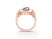 Fancy Pink Marquise Cut Diamond Milgrain Halo Ring Set in Rose gold with Split Shank