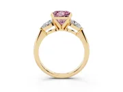 Princess Cut 3-Stone Engagement Ring Setting for a Fancy Pink Lab-Grown Diamond | Yellow Gold