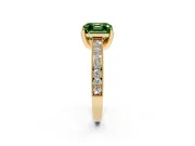 Asscher Cut Hidden Halo Engagement Ring Setting for a Fancy Green Lab-Grown Diamond | Milgrain Pave | Yellow Gold