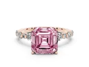 Asscher Cut Pavé Solitaire Engagement Ring Setting for a Fancy Pink Lab-Grown Diamond | Rose Gold