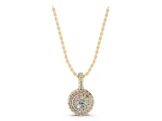 Round Lab-Grown Diamond Pavé Cluster Pendant Necklace | Stone-Set Bail | Yellow Gold