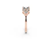 Asscher Cut Cluster Side Stone Engagement Ring Setting for a Black Center | Plain Band | Rose Gold