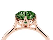 Round Cathedral Solitaire Engagement Ring Setting for a Fancy Green Lab-Grown Diamond | Tulip Gallery | Rose Gold