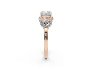 Cushion Cut Diamond Cluster Leaf Design Ring Set in Rose gold with Prong Setting