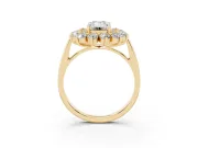 Emerald Cut Floral Double Halo Engagement Ring Setting | Plain Band | Yellow Gold