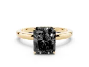 Radiant Cut Hidden Halo Engagement Ring Setting for a Black Center | Thin Band | Yellow Gold
